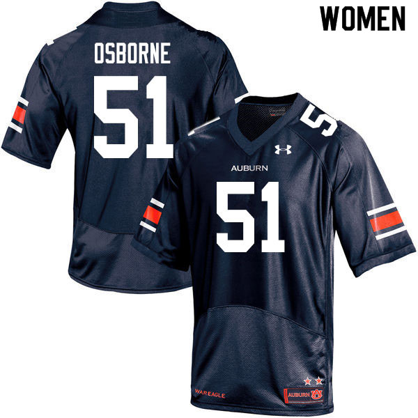 Women #51 Justin Osborne Auburn Tigers College Football Jerseys Sale-Navy